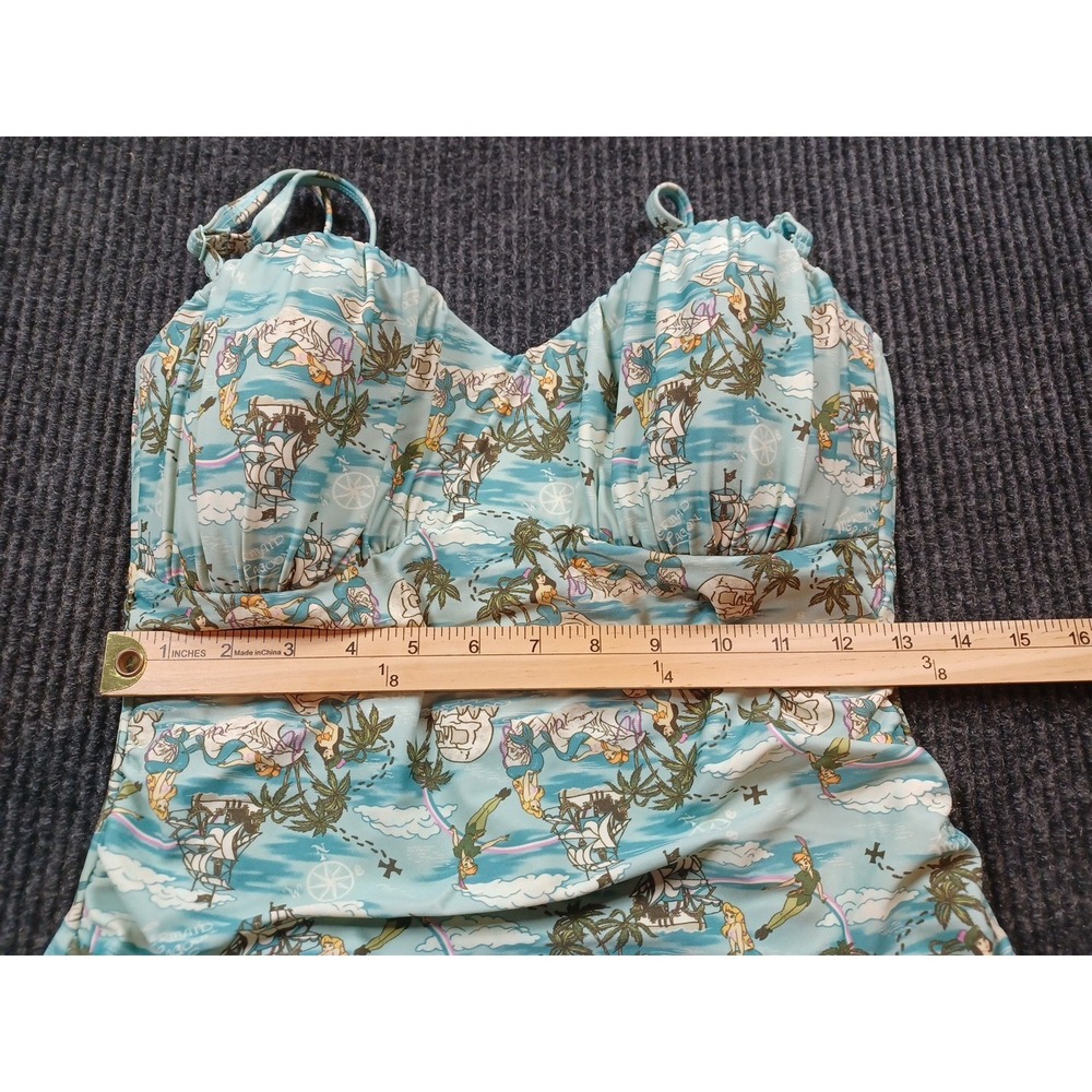 Hot Topic Disney Swimsuit (Large) & Shorts (Medium)  Peter Pan Mermaid Lagoon - Picture 3 of 12